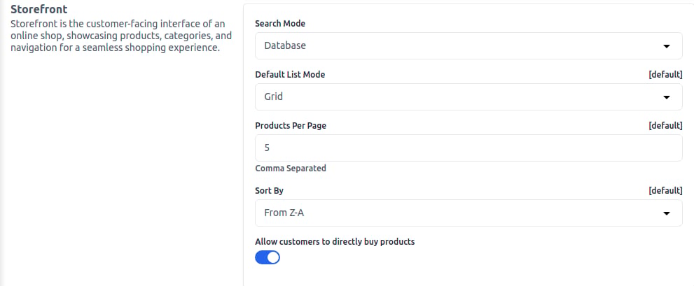 Storefront Settings