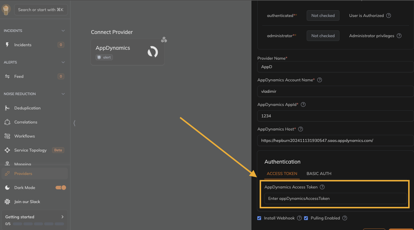 Keep add AppDynamics Access Token