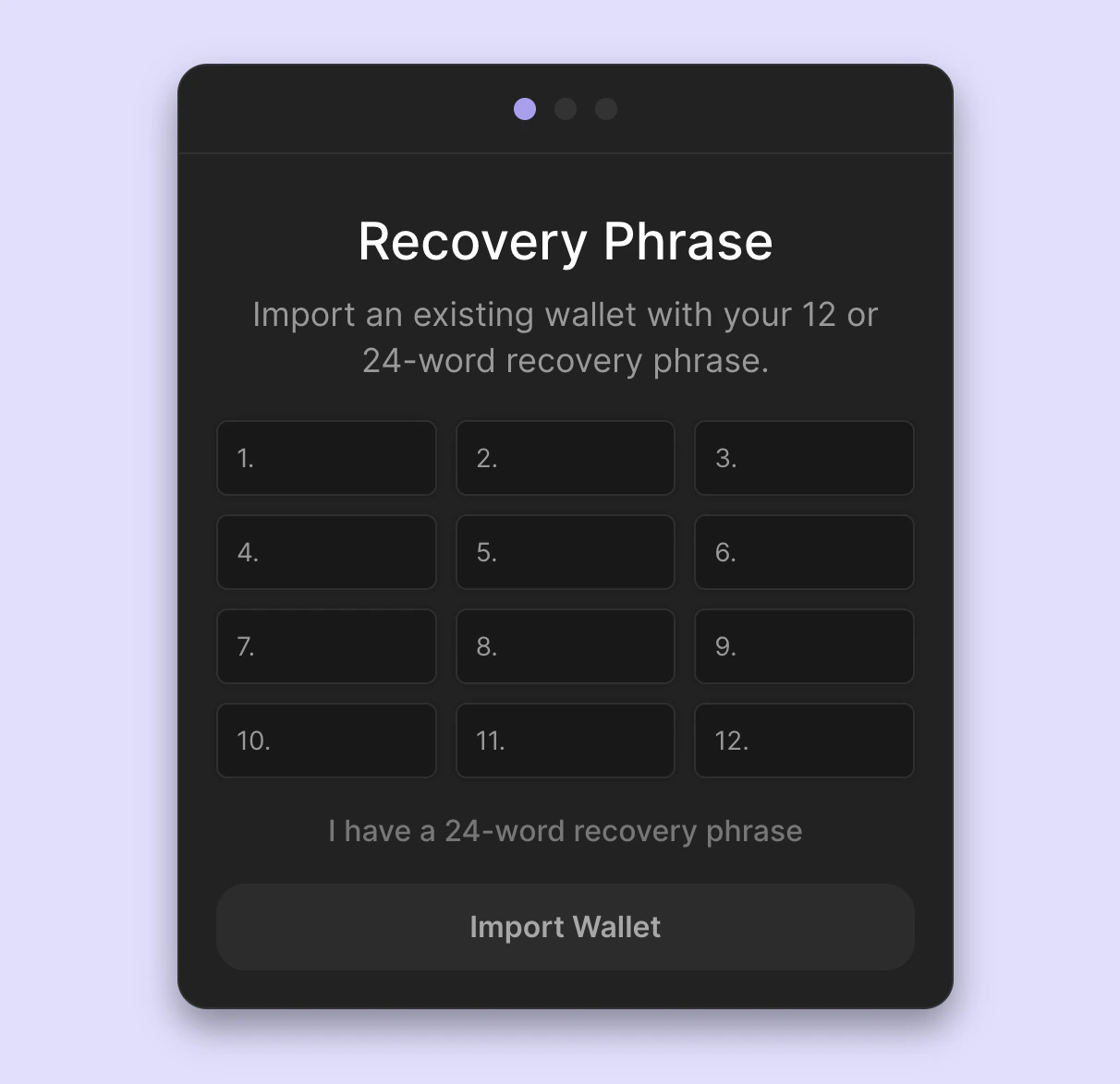 Import wallet into Phantom