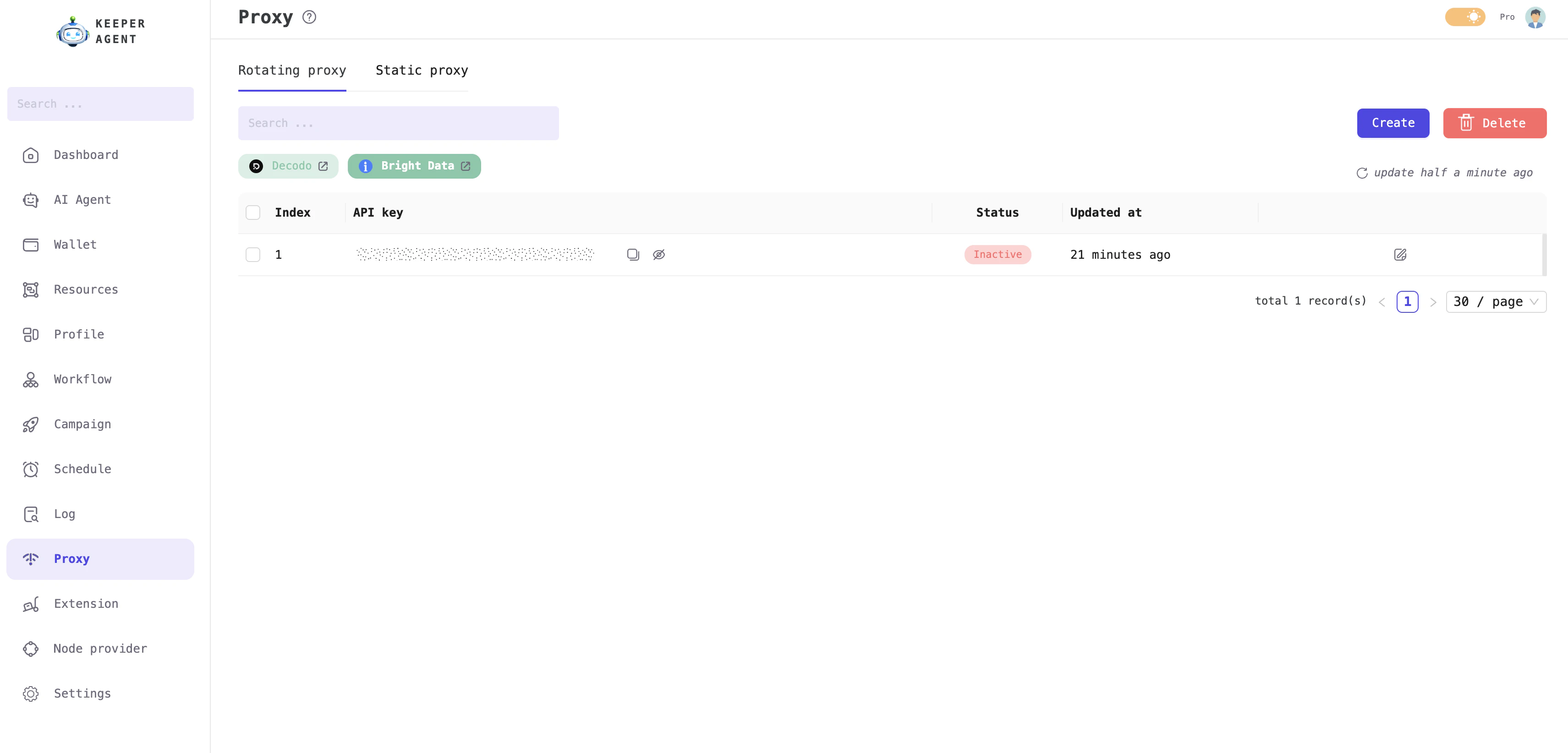 Rotating proxy management