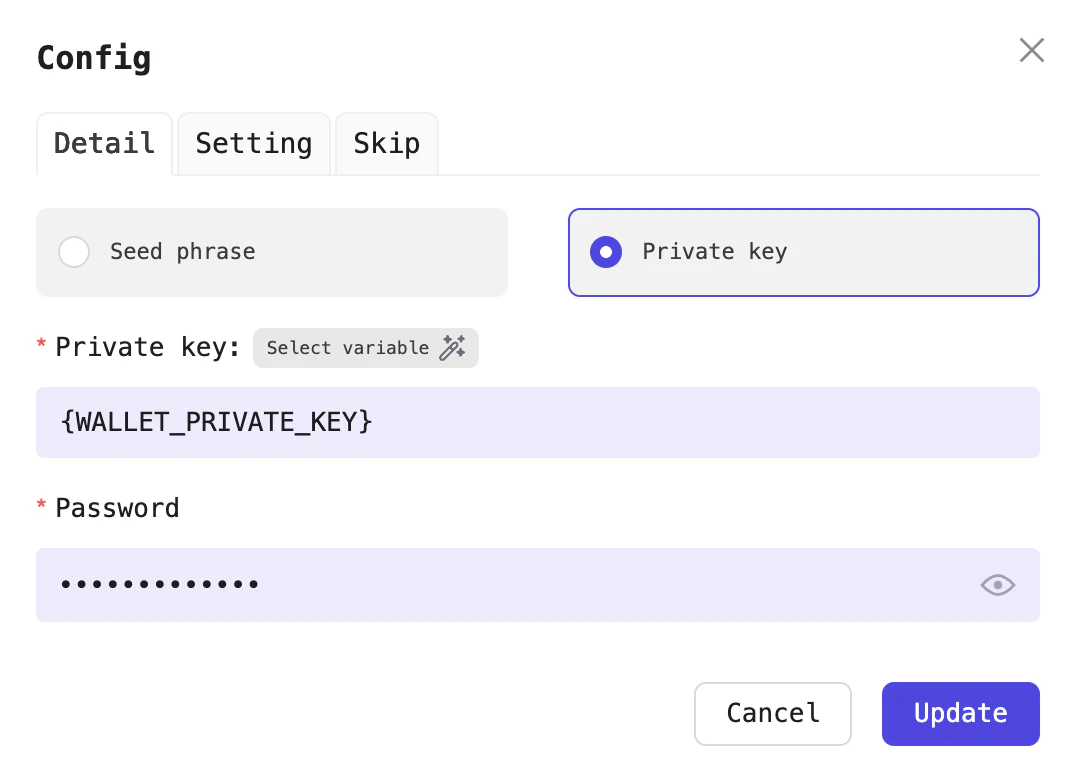 Import by private key