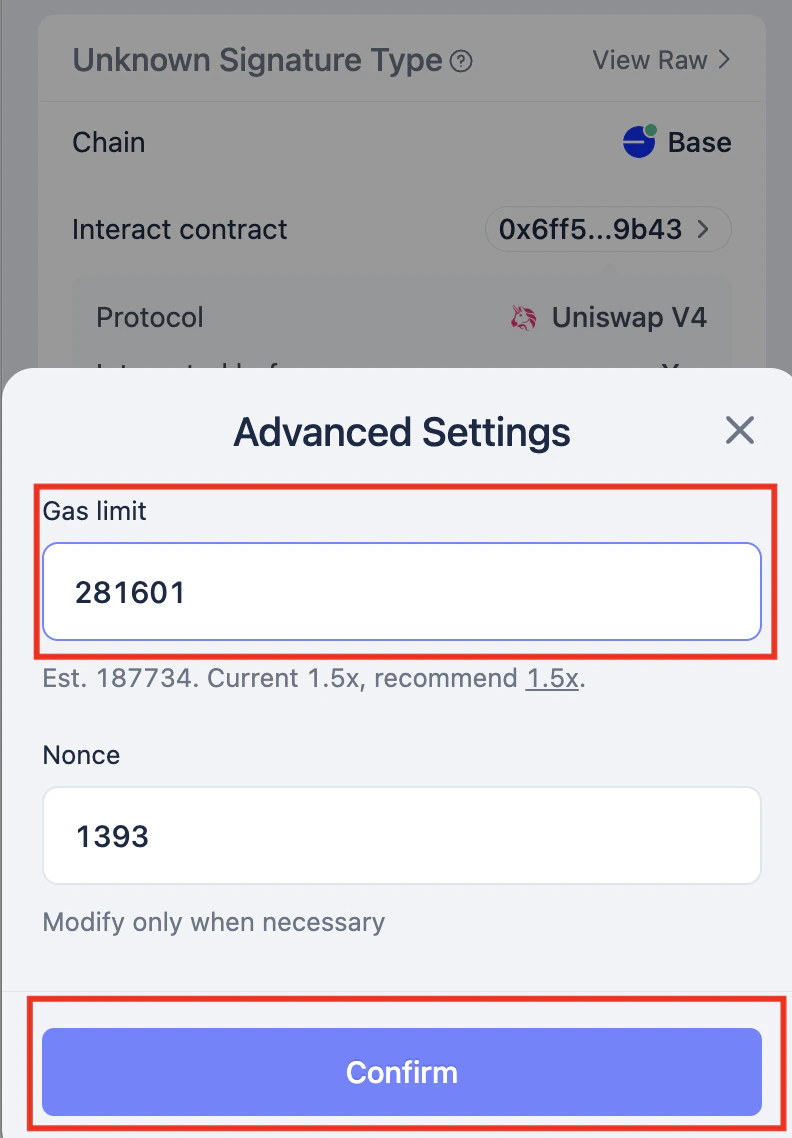 Adjust the gas limit