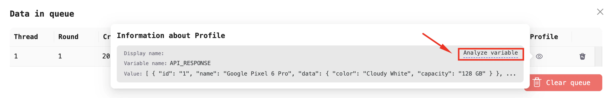 Analyze the API response