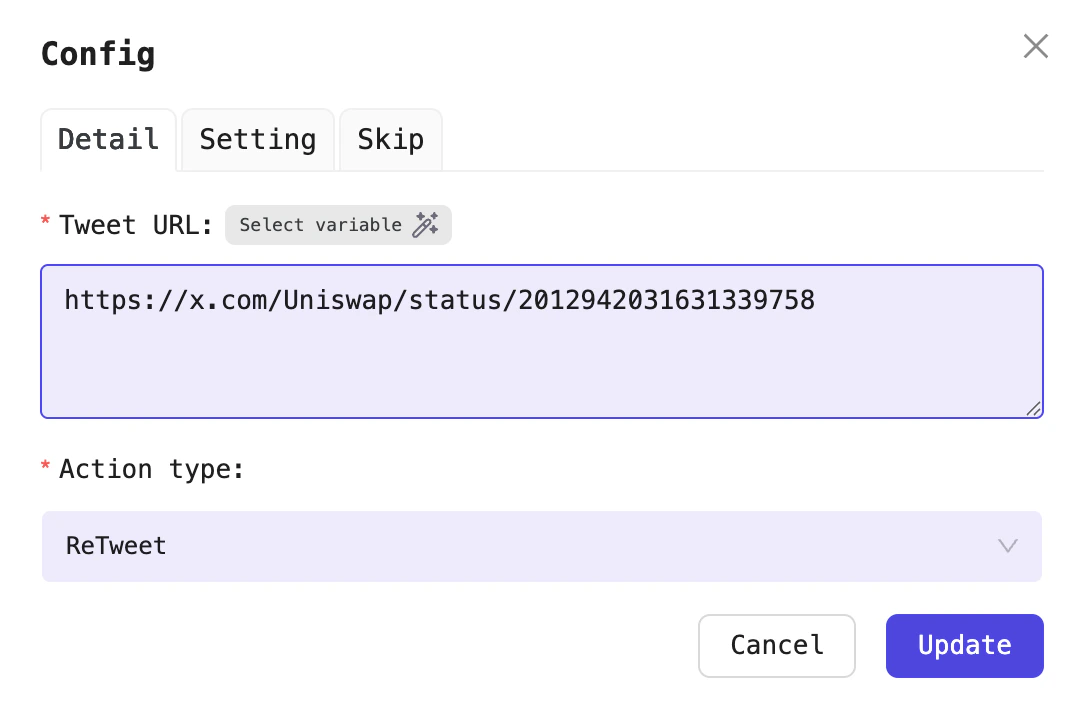 Configure the ReTweet processor
