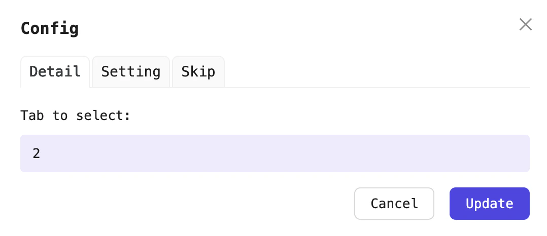 Example switch to the second tab