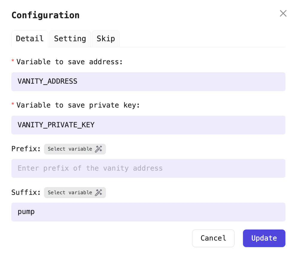 Example: Generate token address ending with