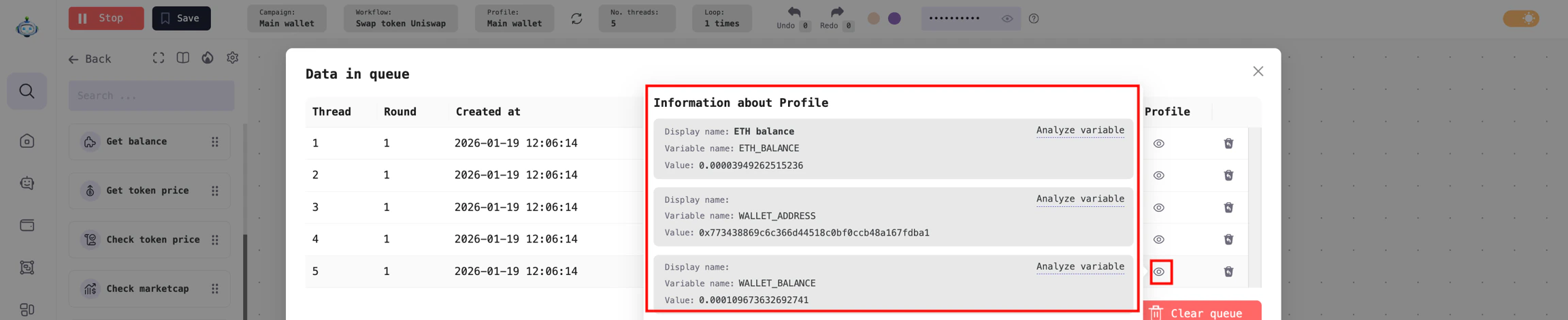 View profile details