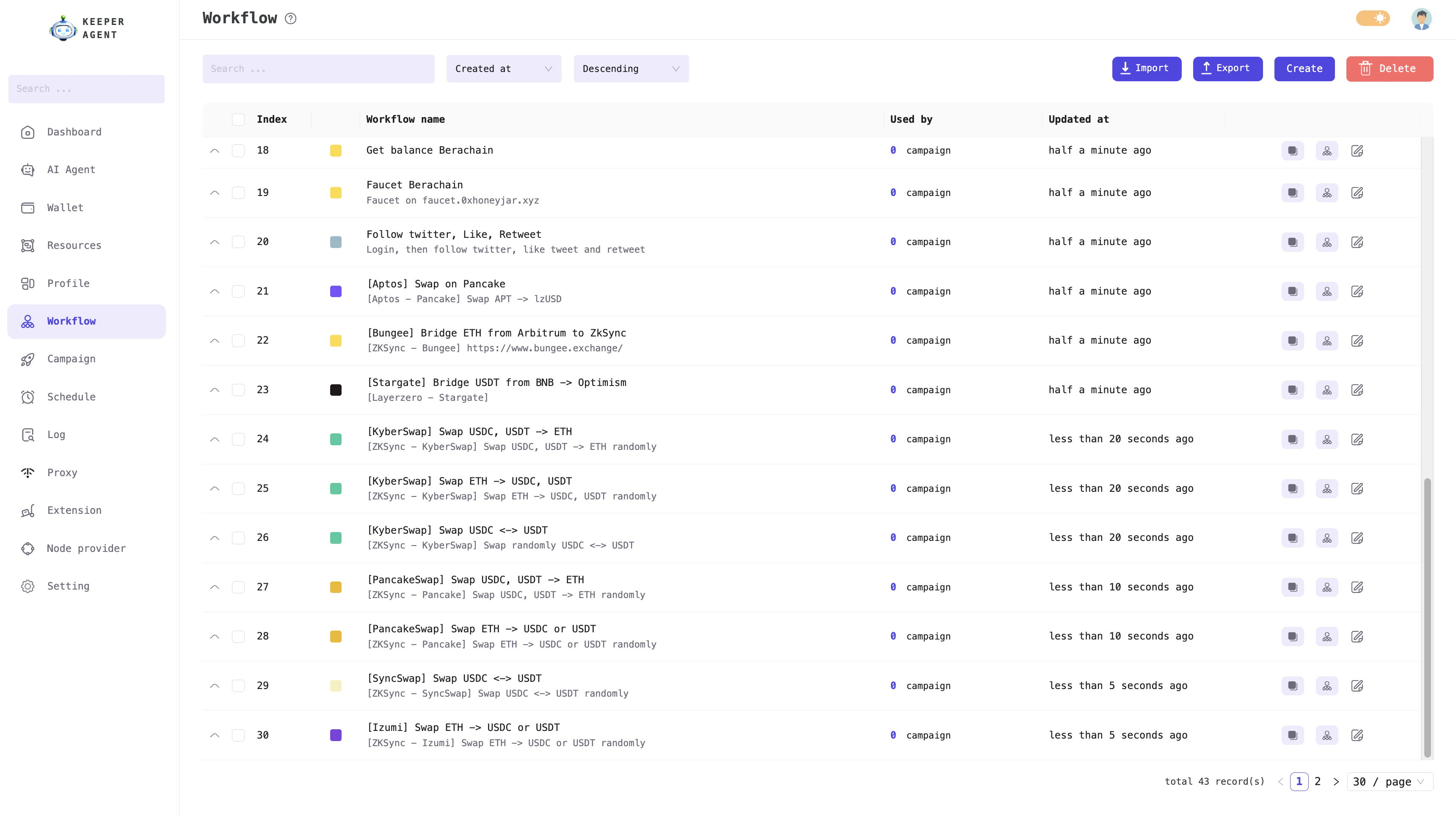 Workflow management interface