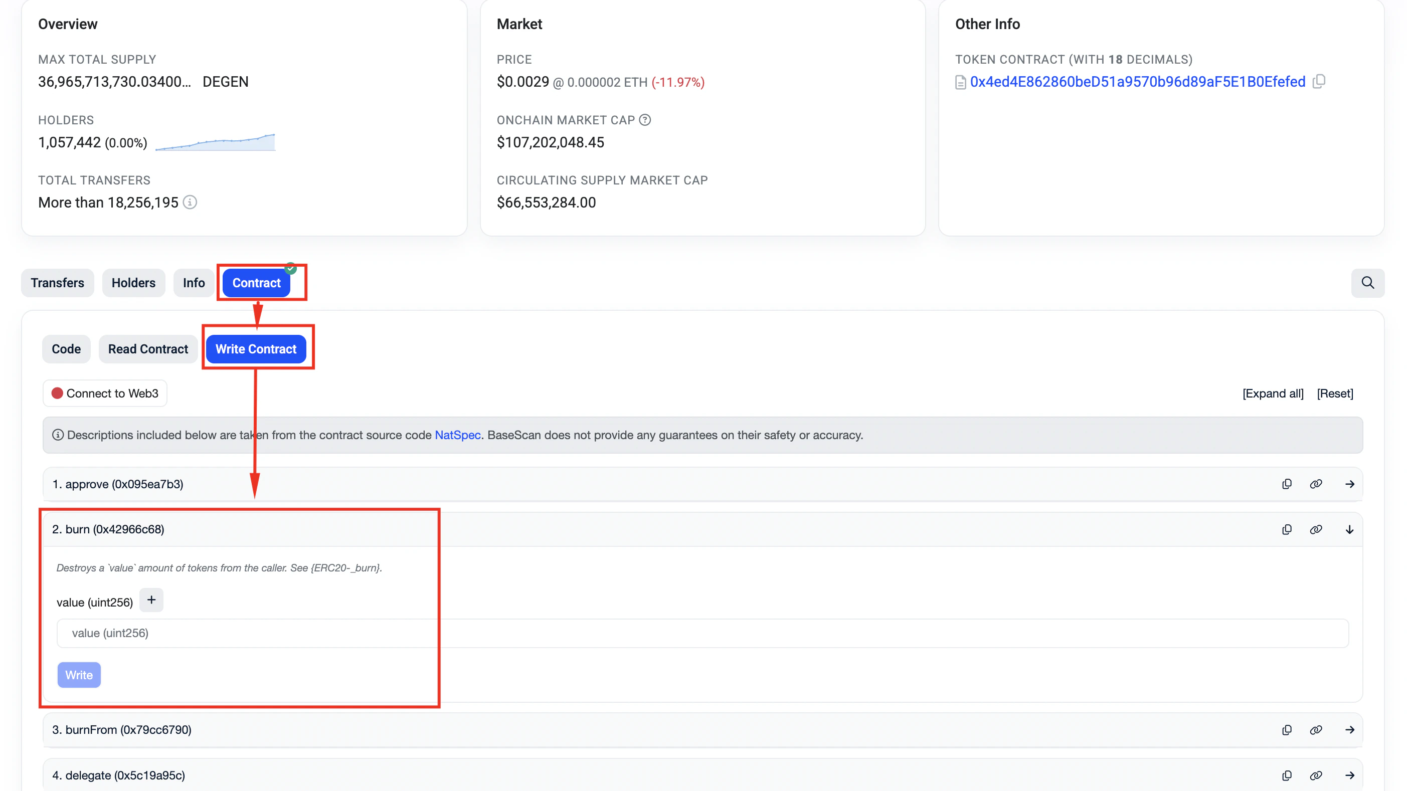 For example, Write Contract on Basescan