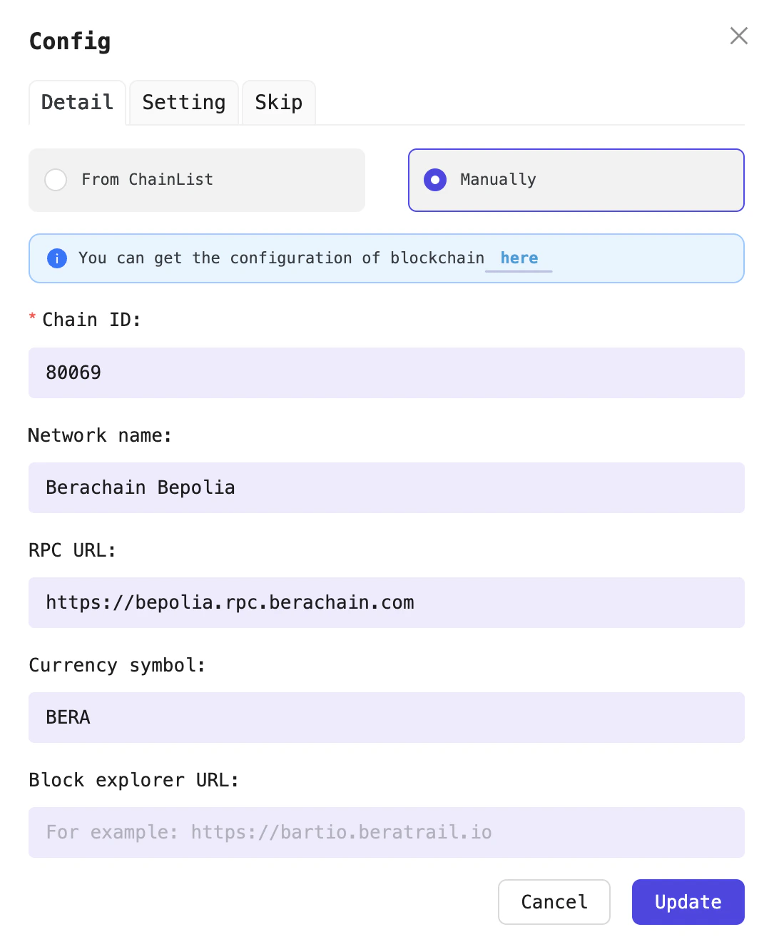 Add network manually