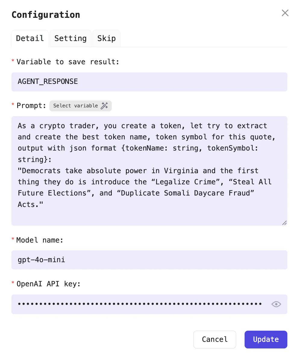 Ask agent configuration