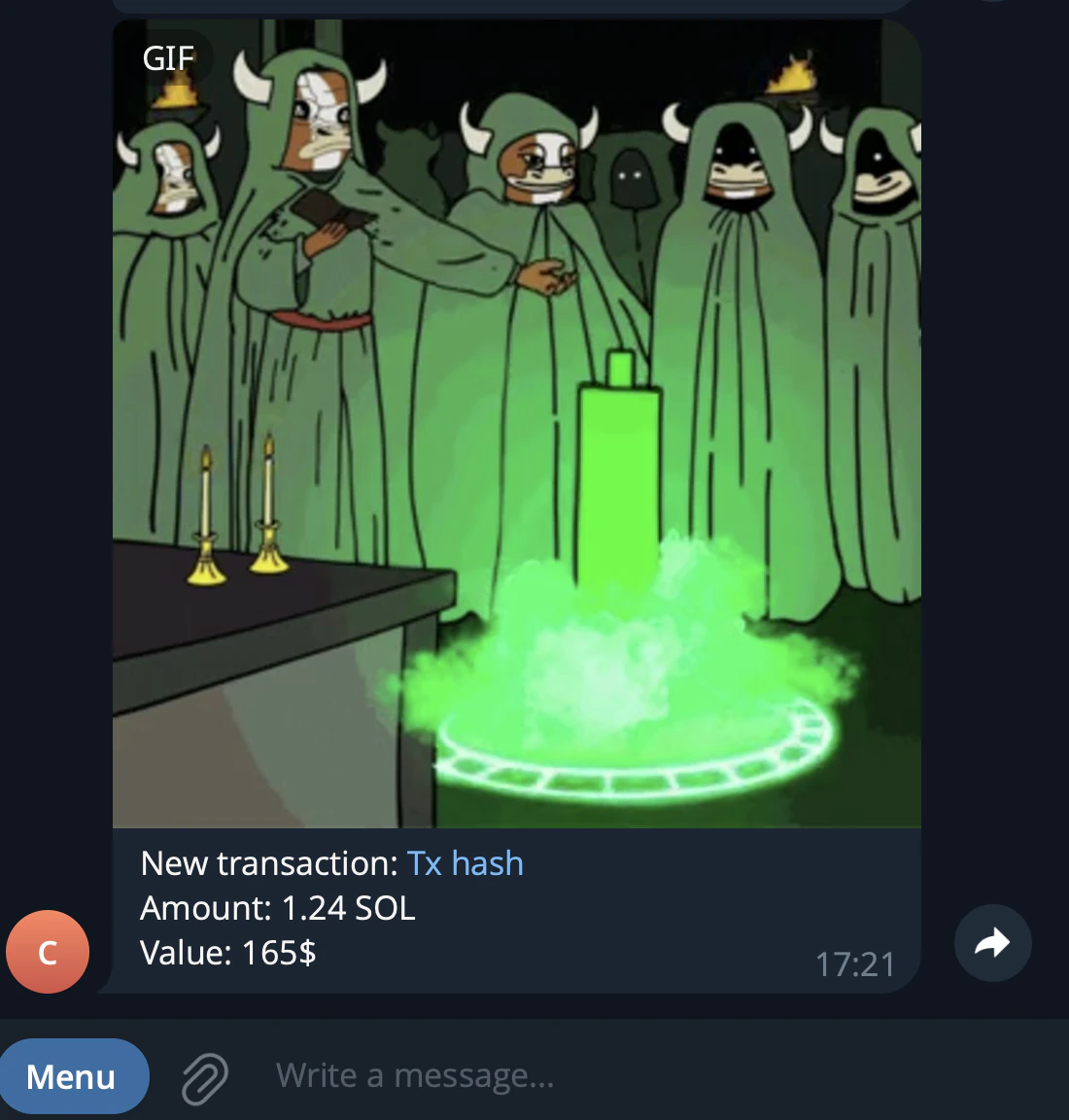 Use a bot to deliver messages straight into your Telegram chat
