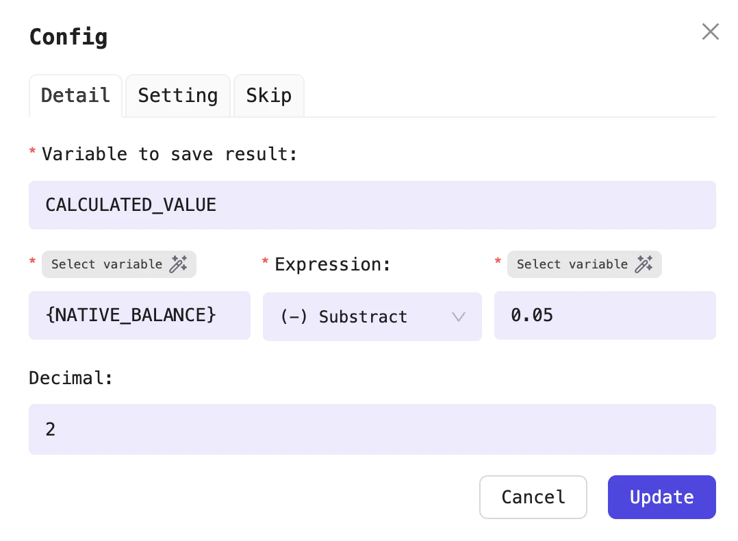 Example calculate the token quantity to swap