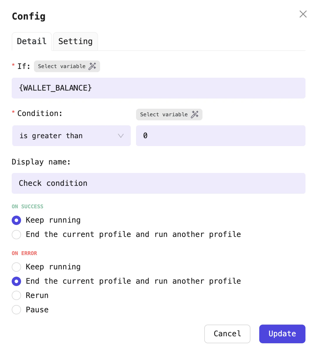Example checking the wallet balance
