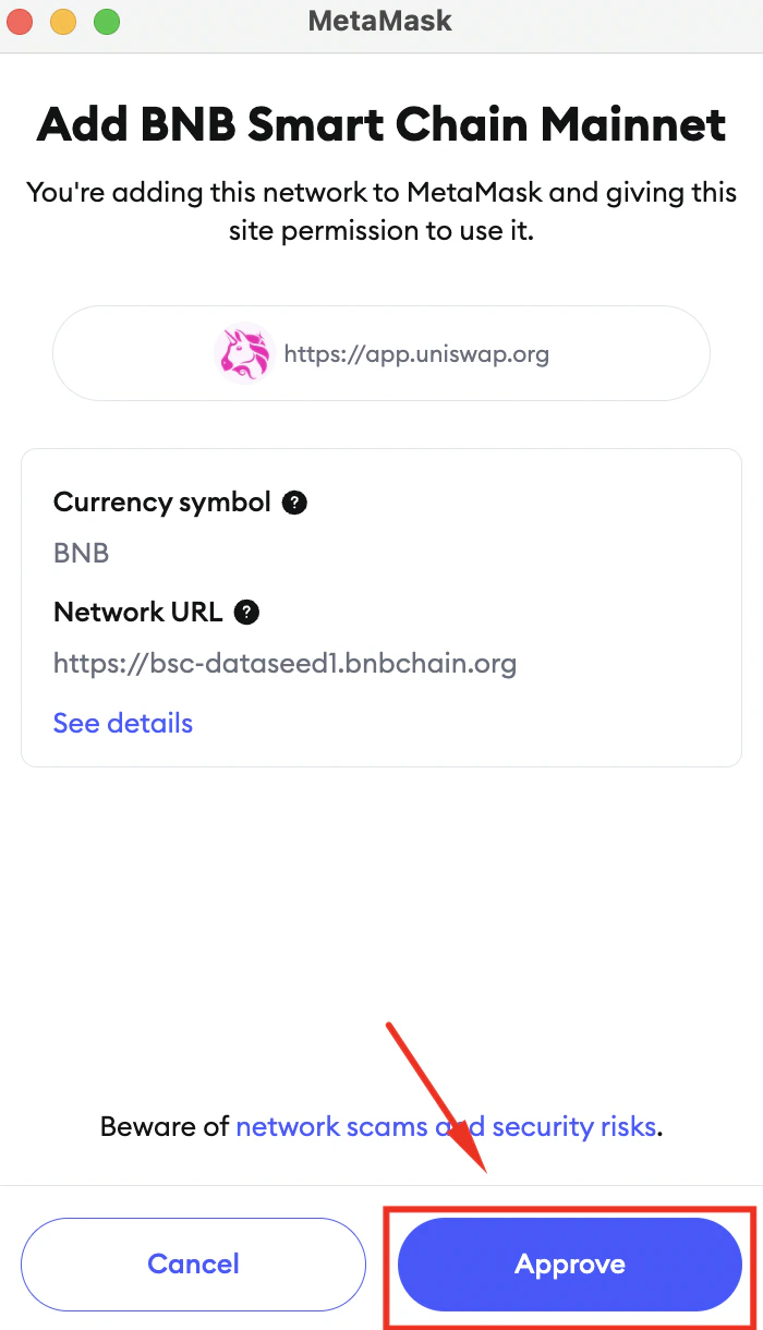 Approve on Metamask wallet