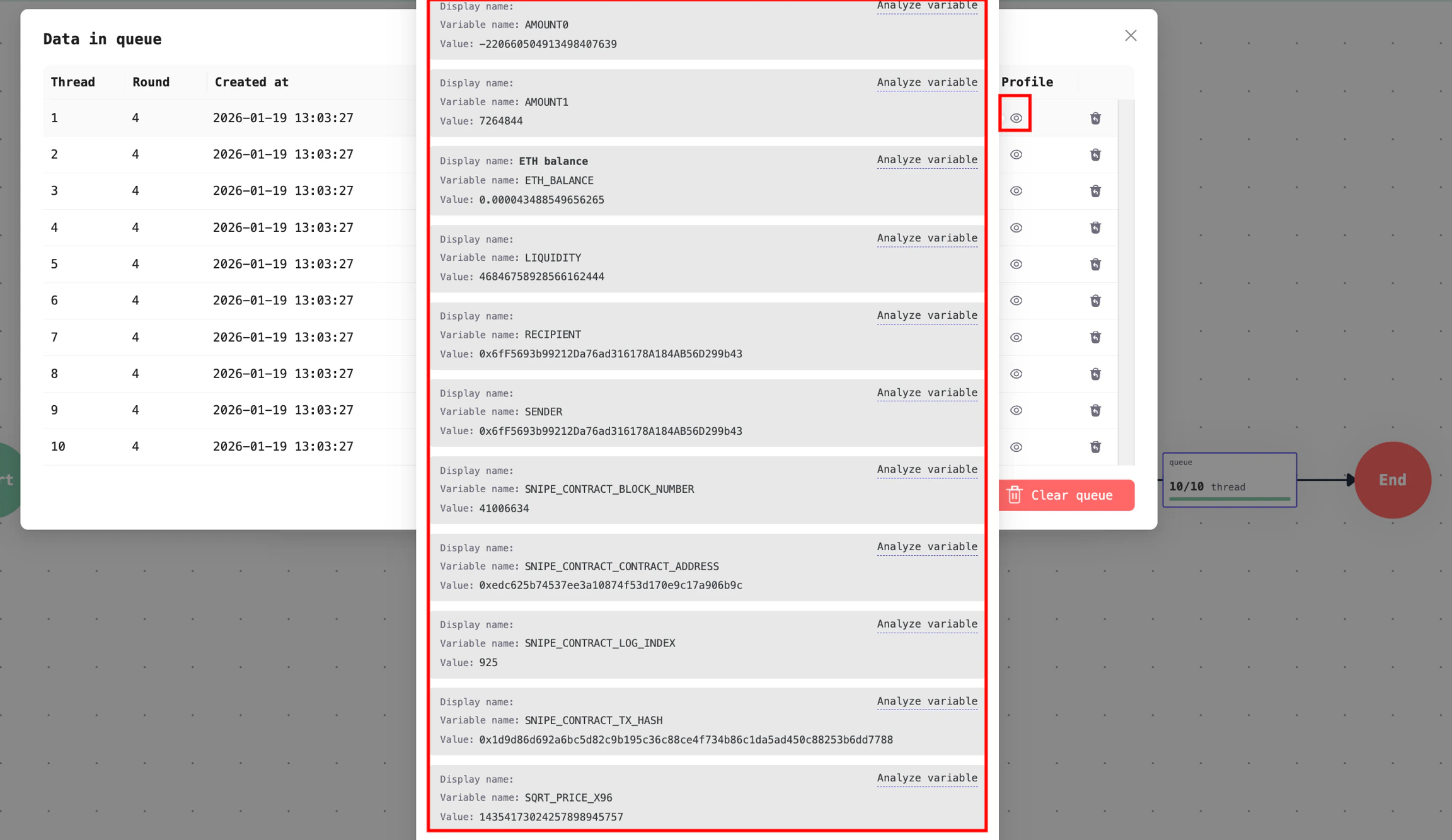 The list of Swap events captured from the pool