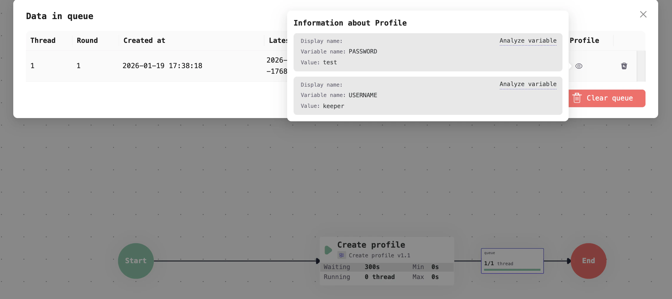 Profile variable details