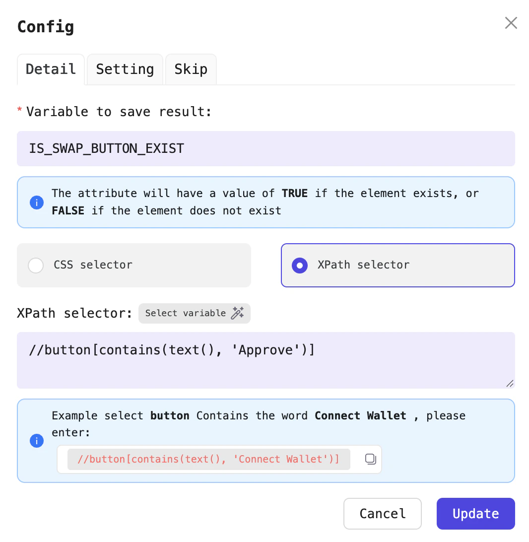 Example check whether the Approve button appears on the interface