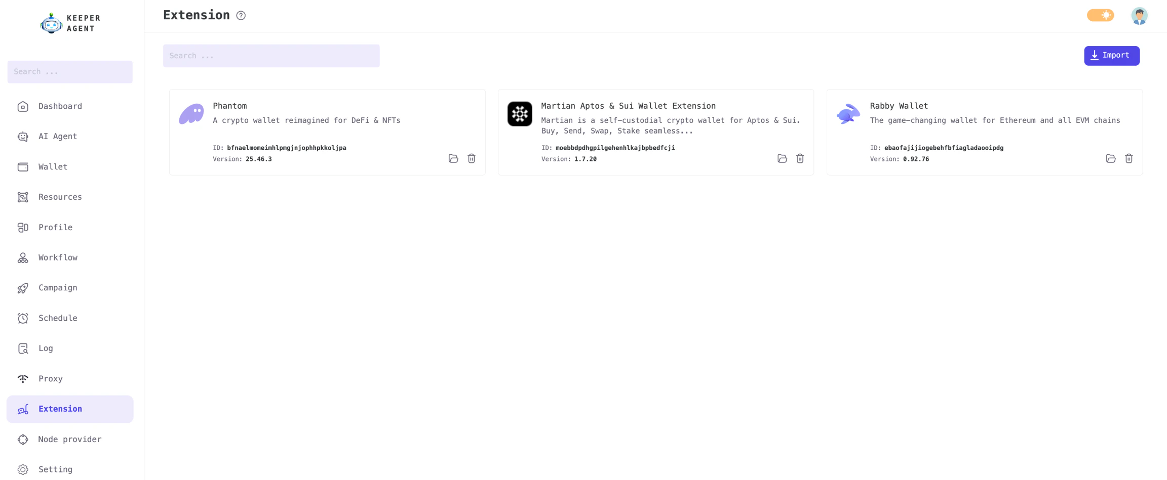 Extension management