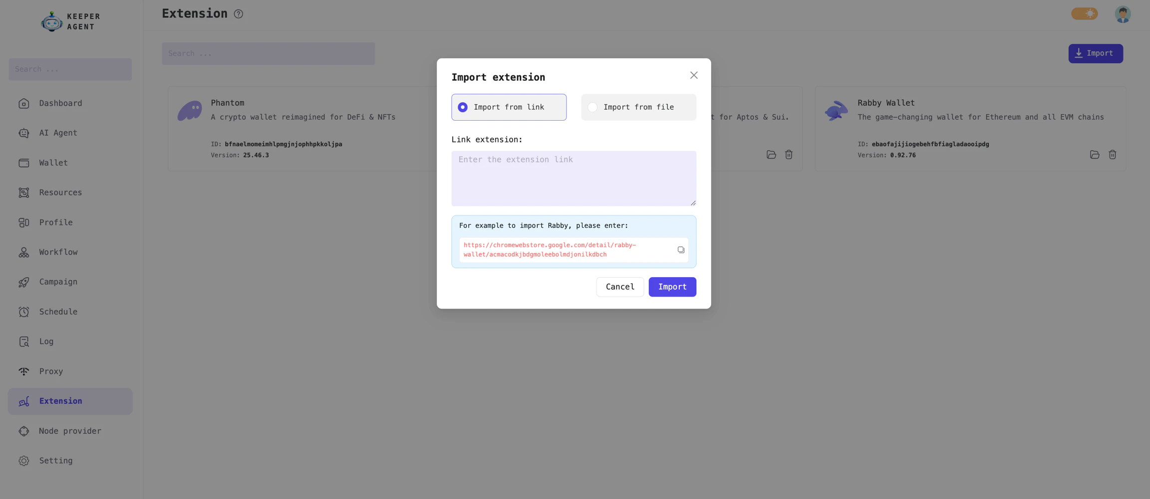 Import any extension