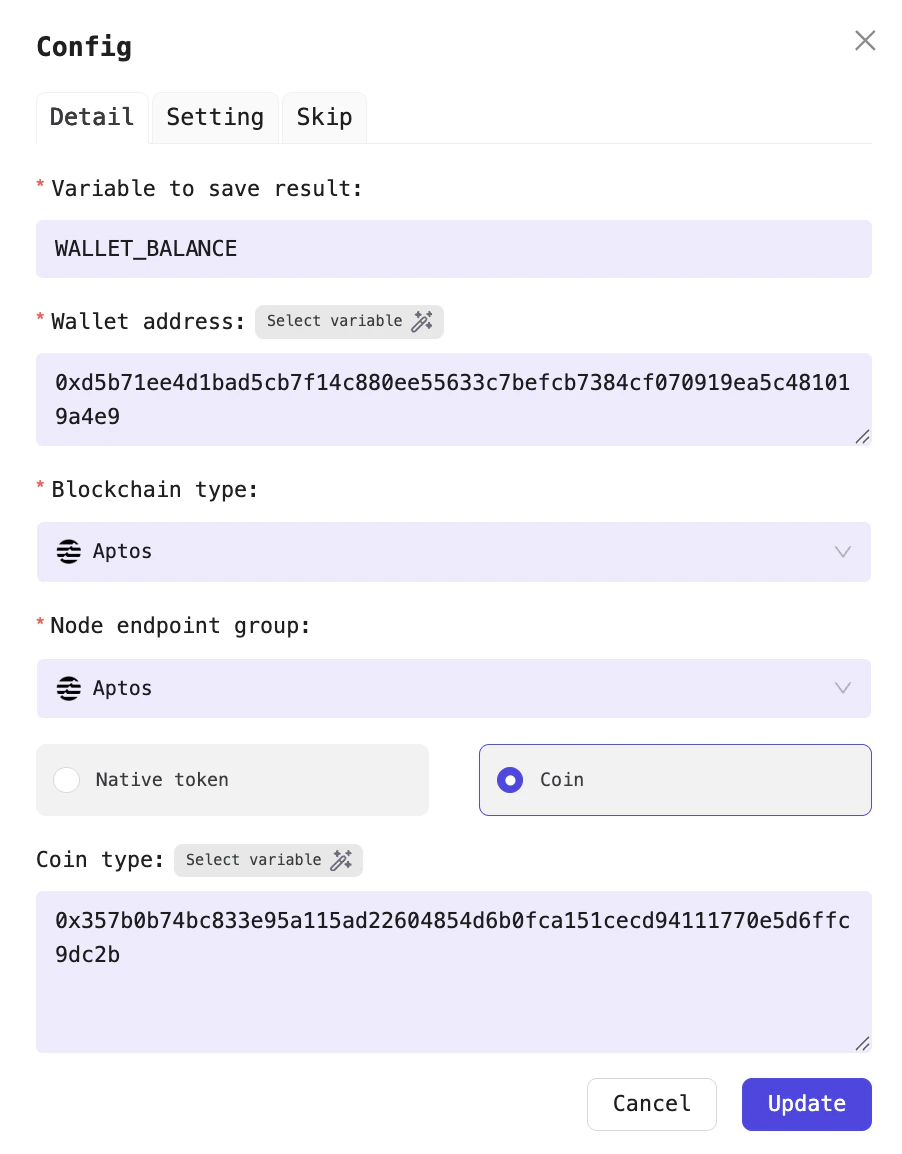 For example, retrieving the USDT balance in your wallet