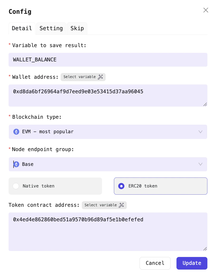 For example, retrieving the DEGEN token balance of Vitalik's wallet