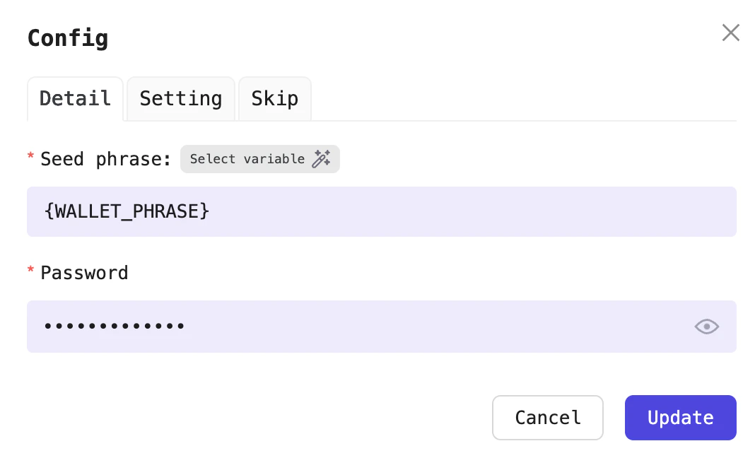 Import by seed phrase