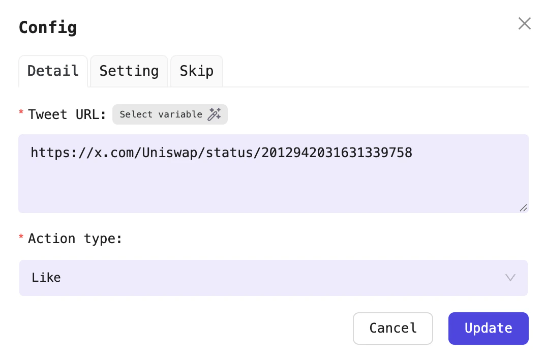 Configure the Like Tweet processor