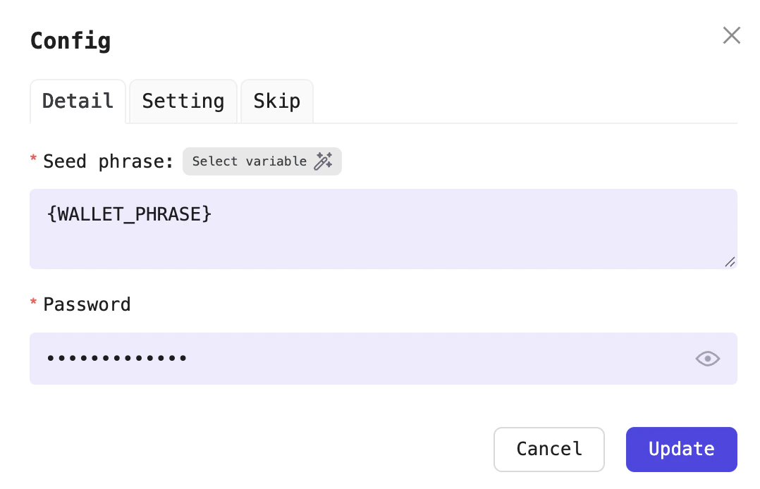 Import wallet by seed phrase