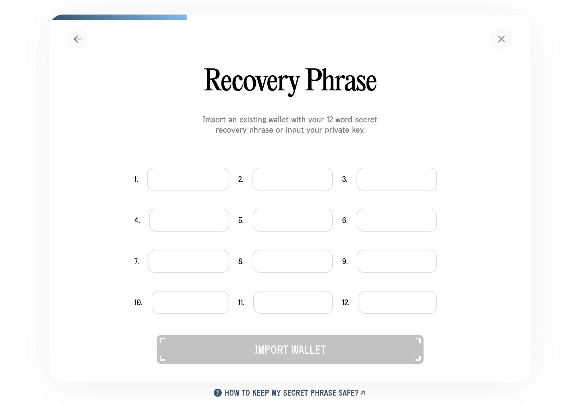 Import wallet onMartian