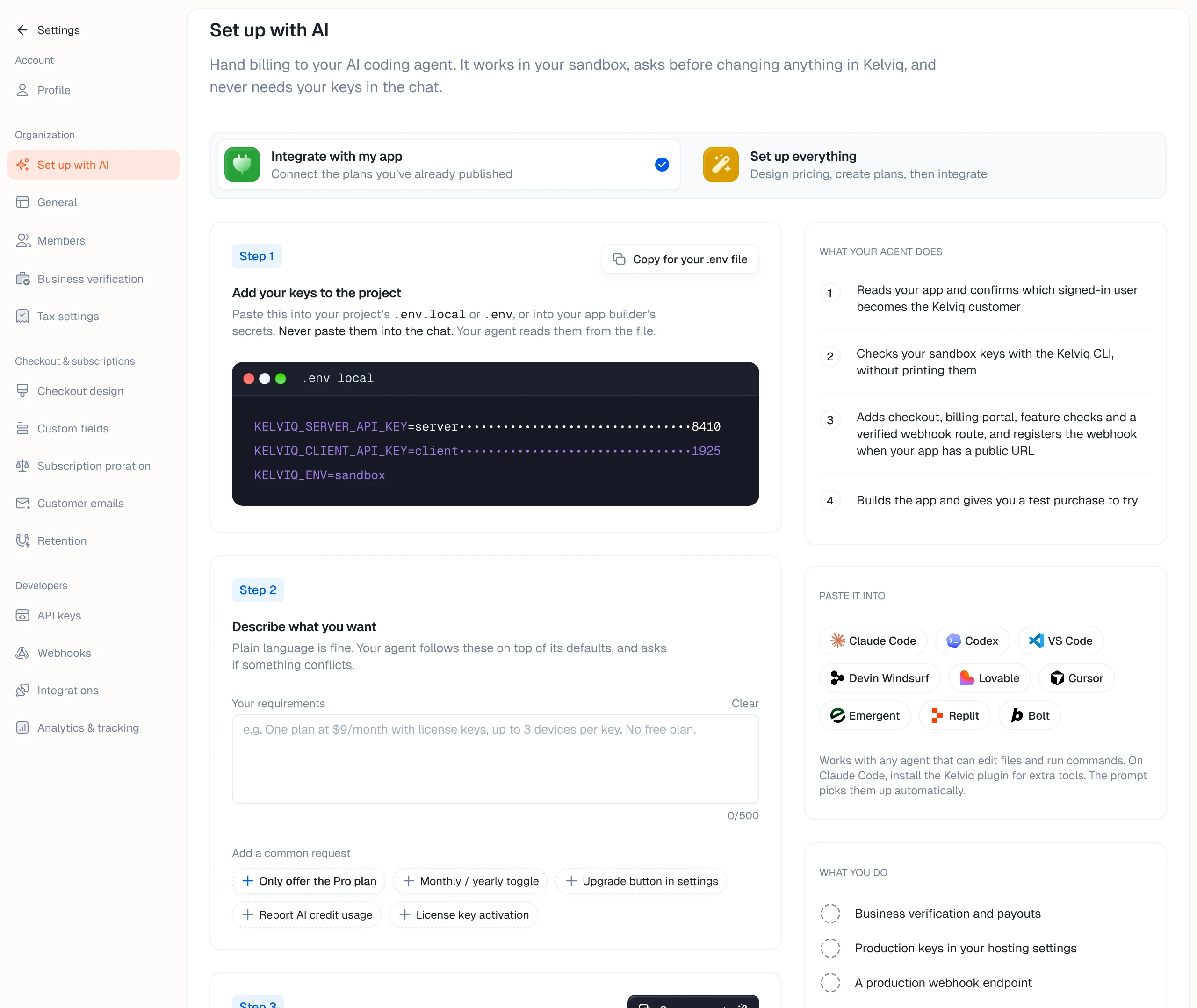The Set up with AI page