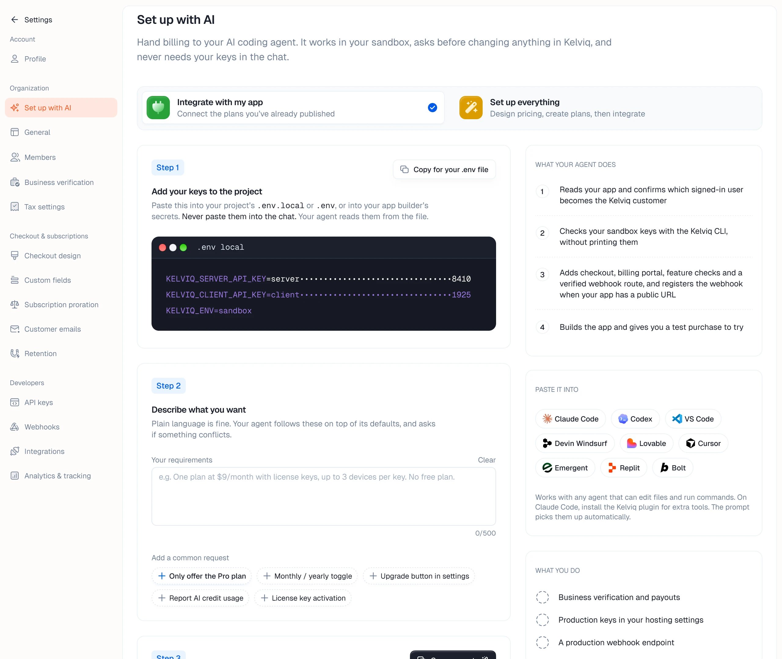 The Set up with AI page
