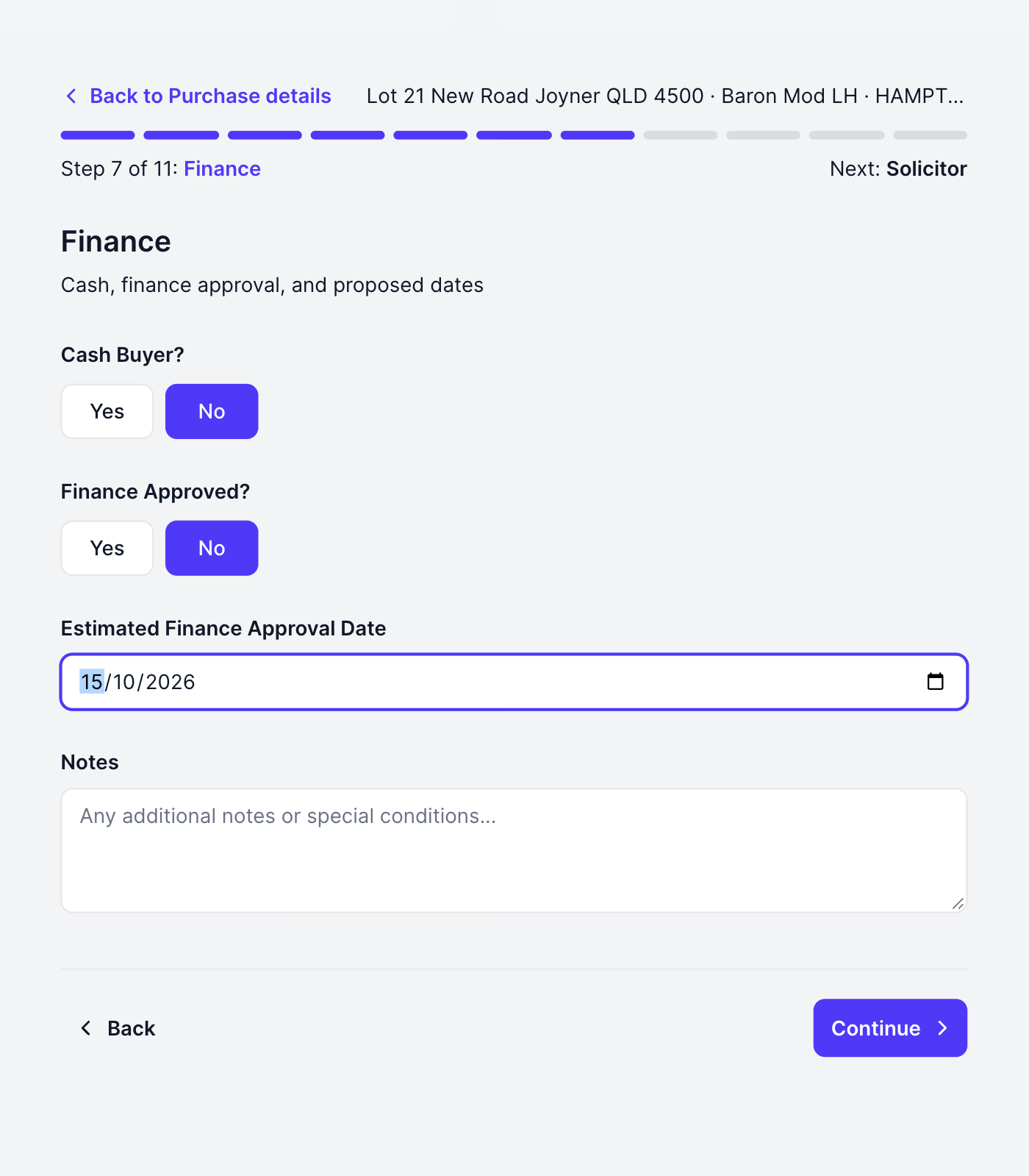 The finance step