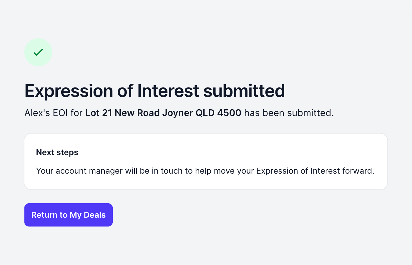 The submitted confirmation