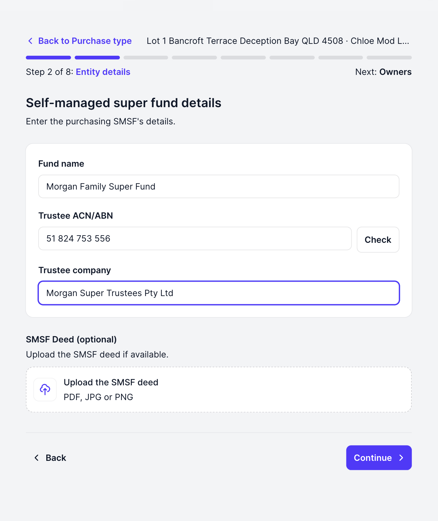 SMSF and trustee details