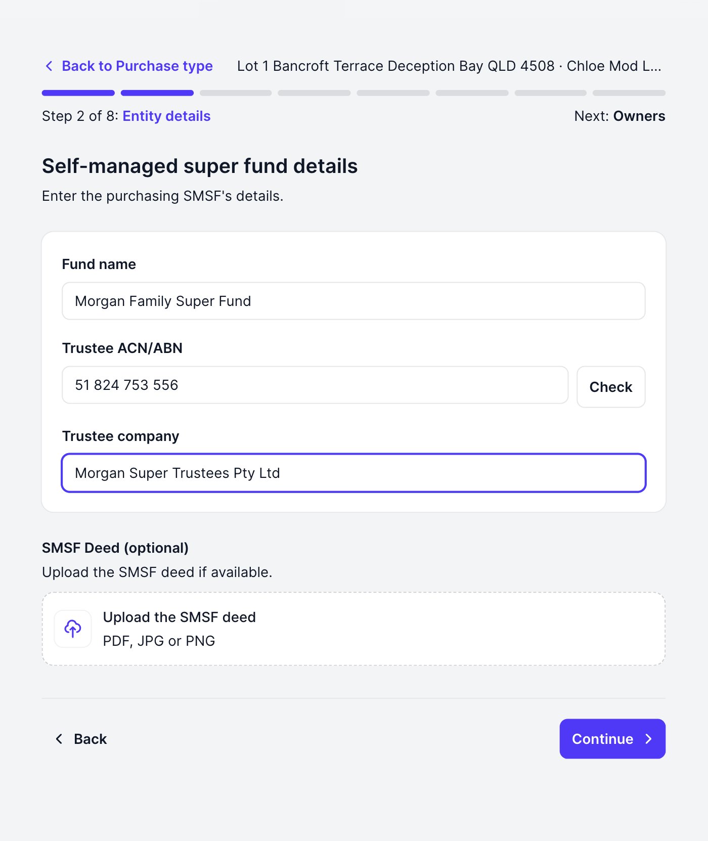 SMSF and trustee details