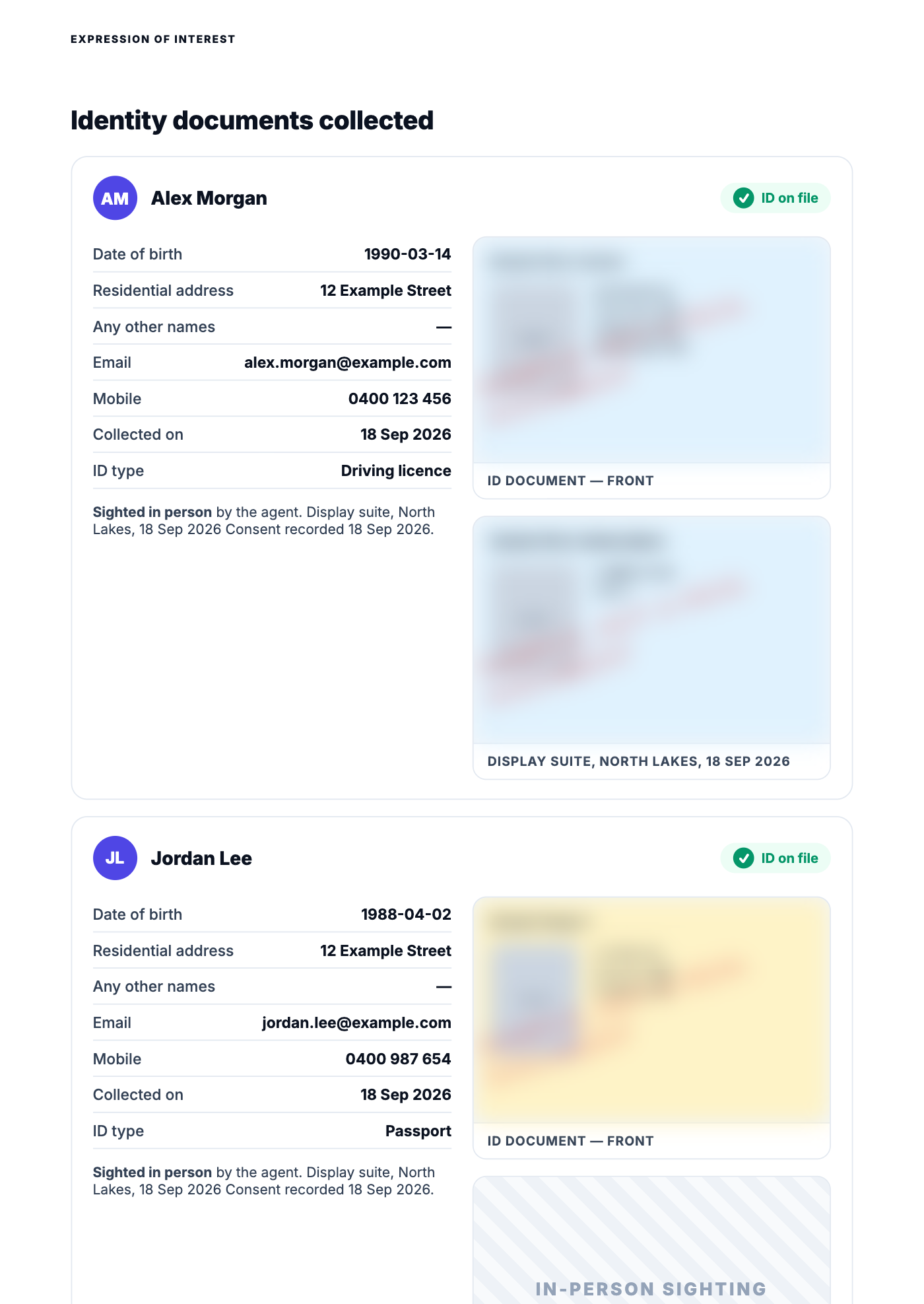The identification page of the EOI Pack