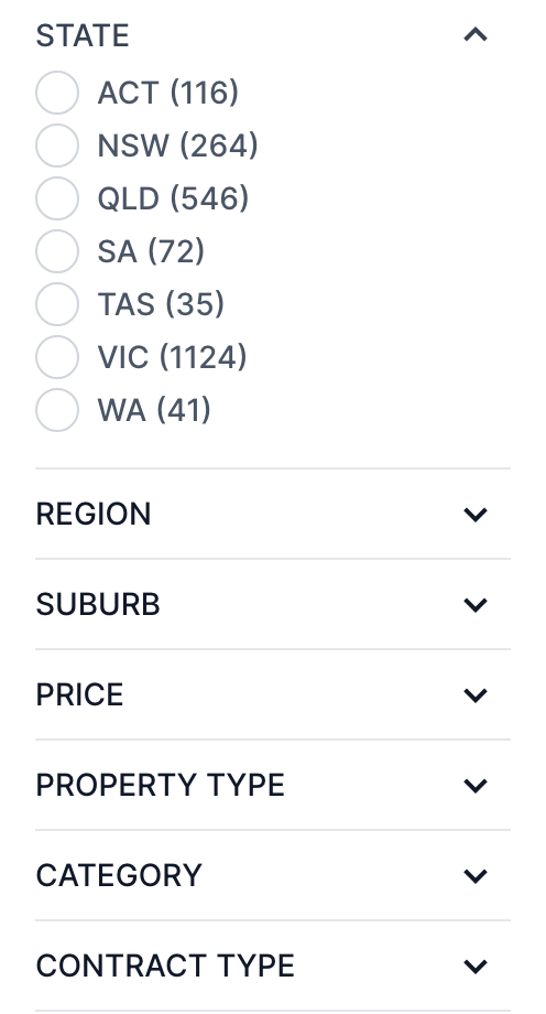 Sidebar filters with State open