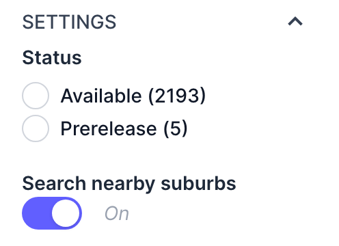 Settings in the sidebar