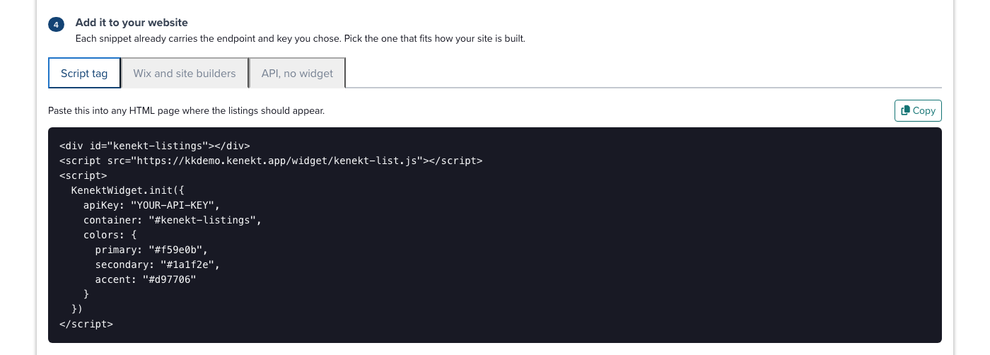 Step 4, the script tag embed for your saved lists