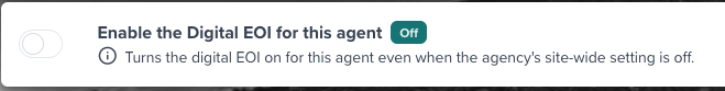 The per-agent Digital EOI switch on an agent's profile