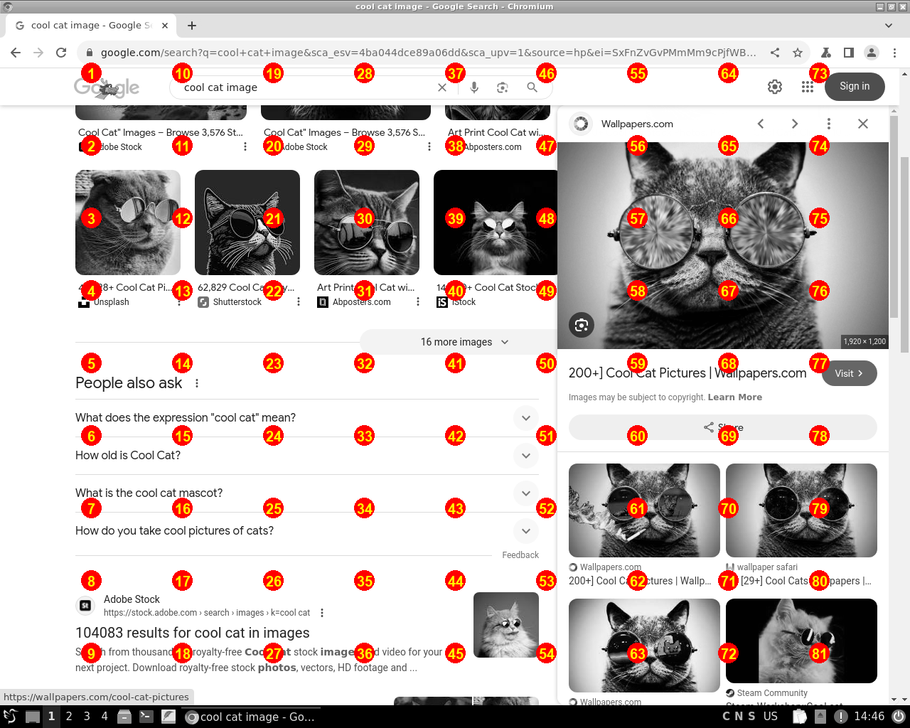 Google results page covered with grid