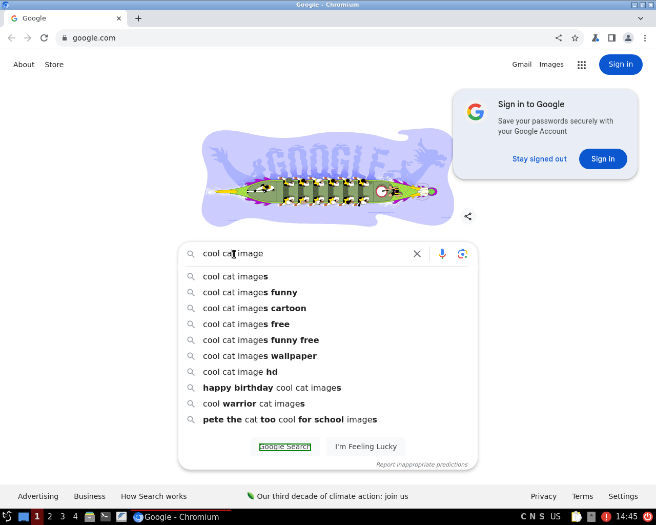 Google search page with a button highlighted