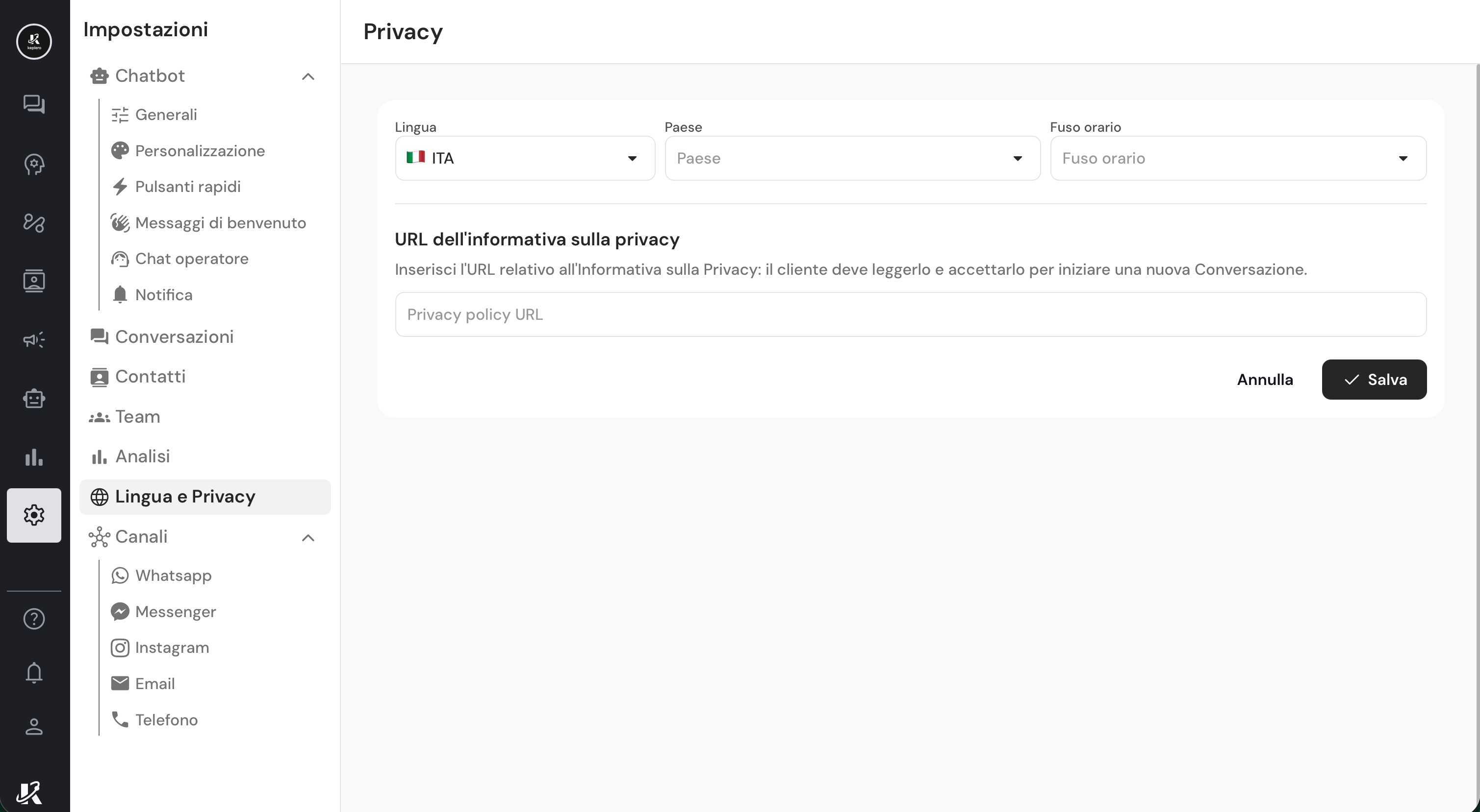 Lingua e Privacy