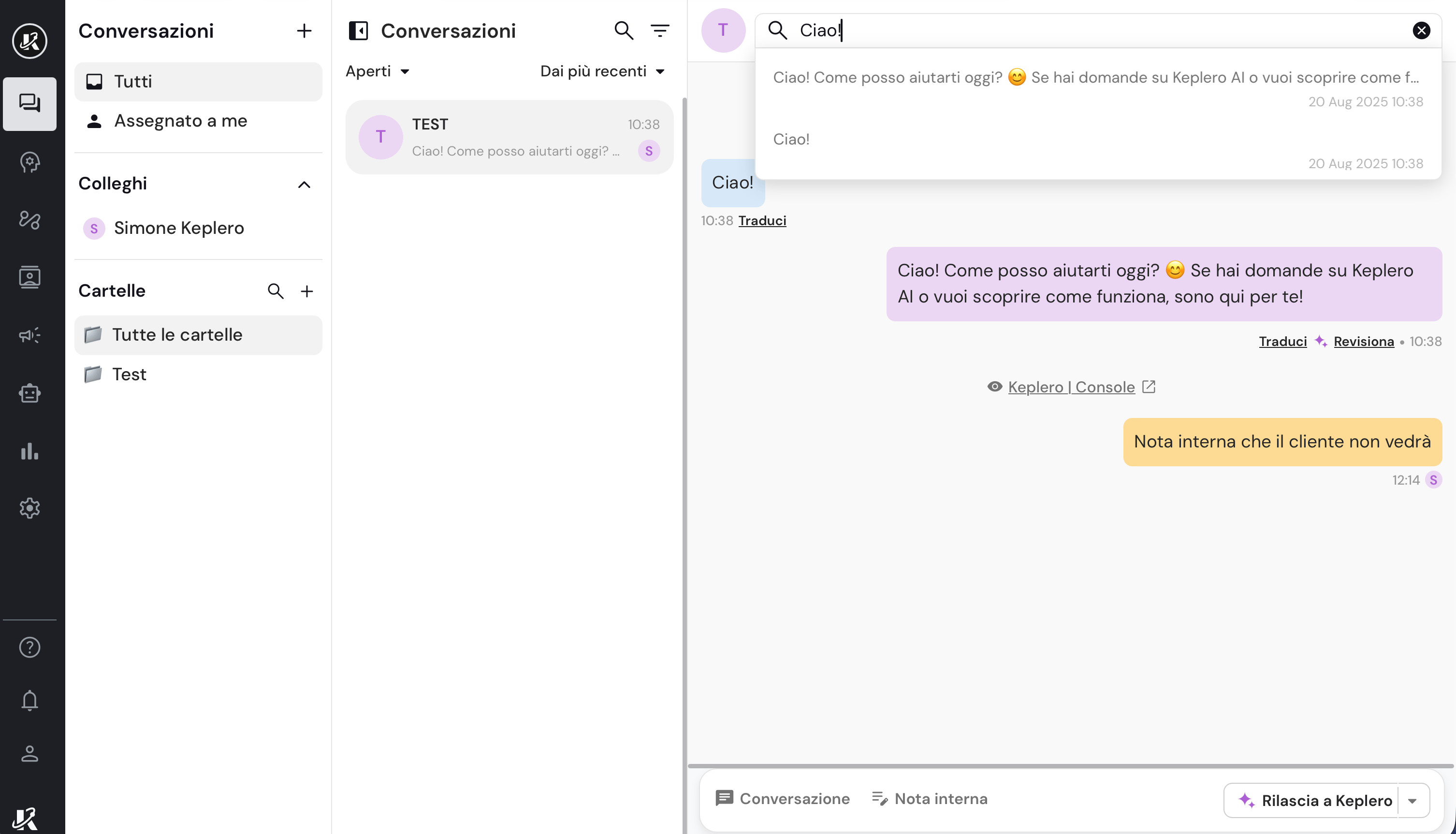 Ricerca per messaggi