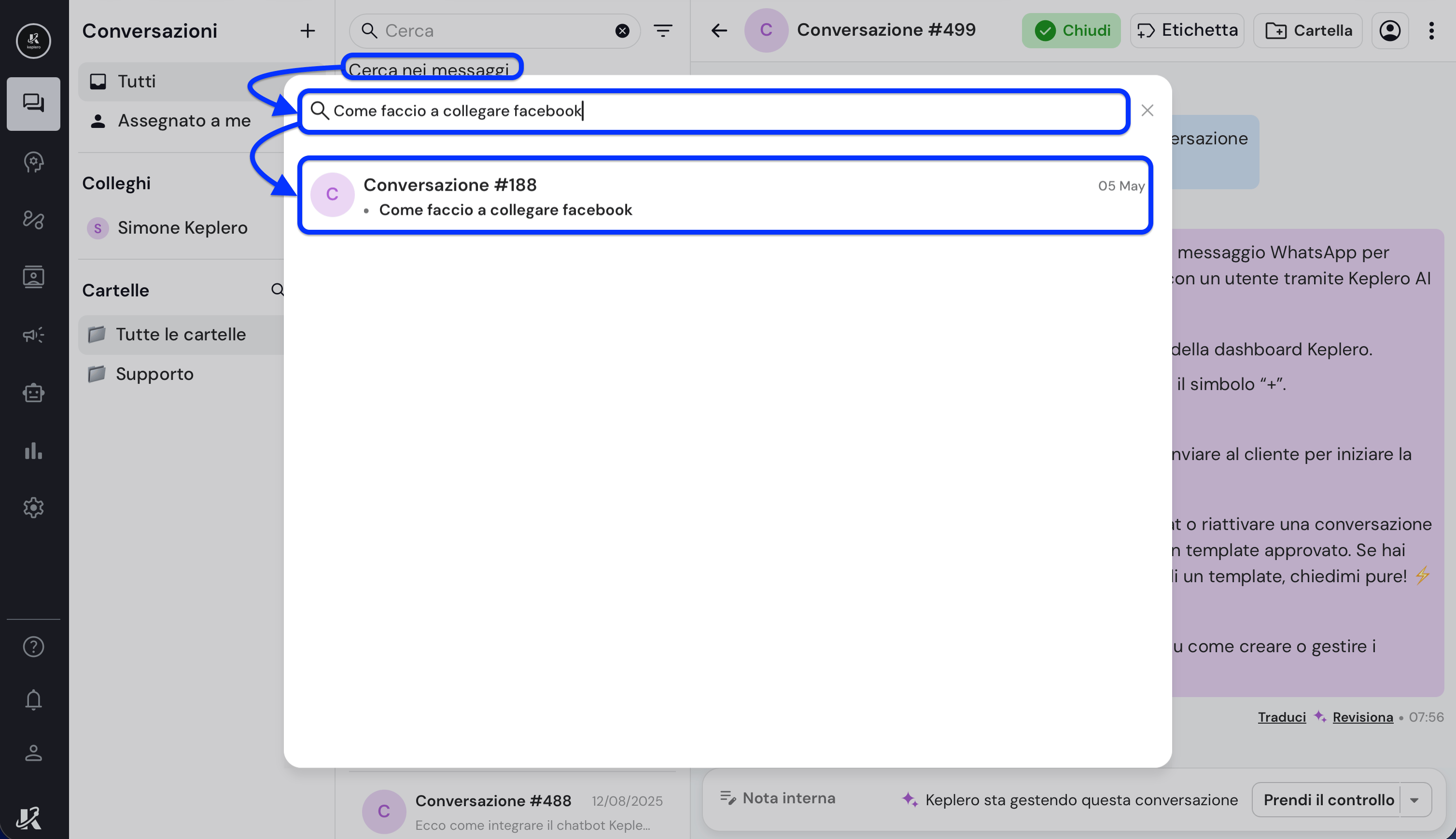Ricerca per messaggi