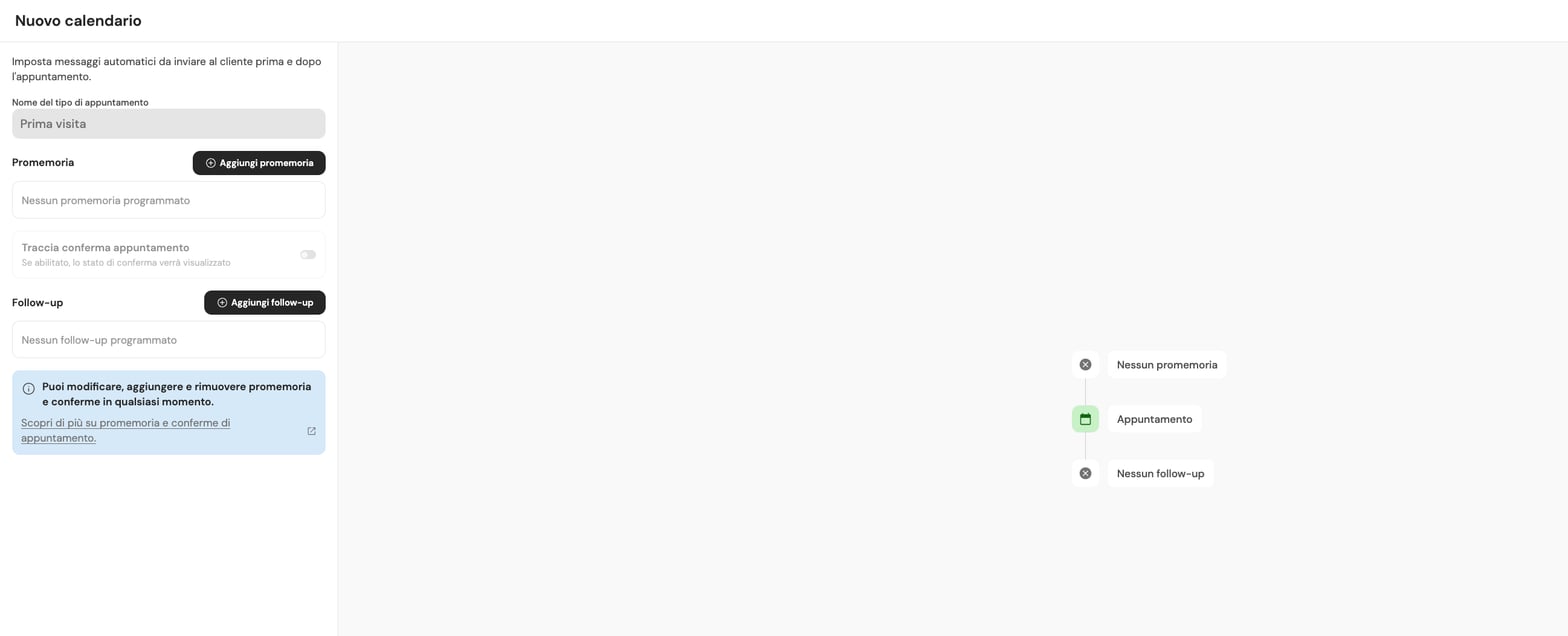 Configurazione promemoria e follow-up nel wizard