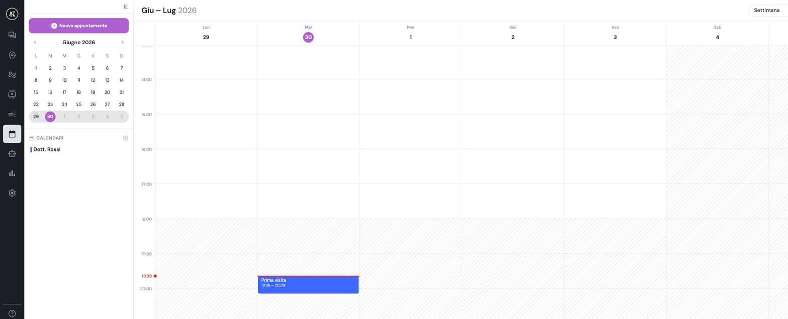 Appuntamento visibile nel calendario