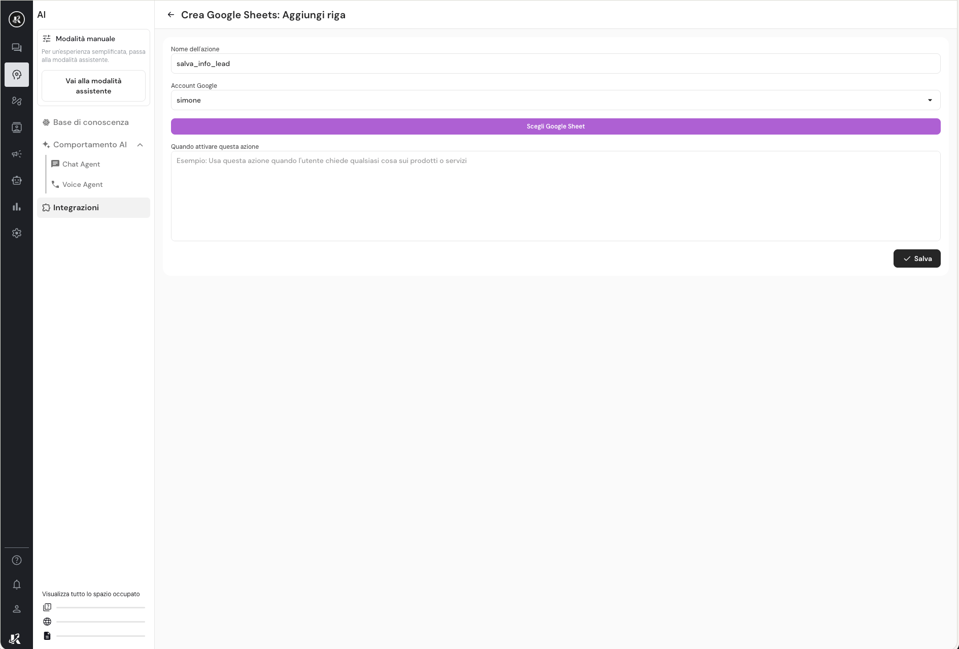 Google Sheet: Scegli Google Sheet