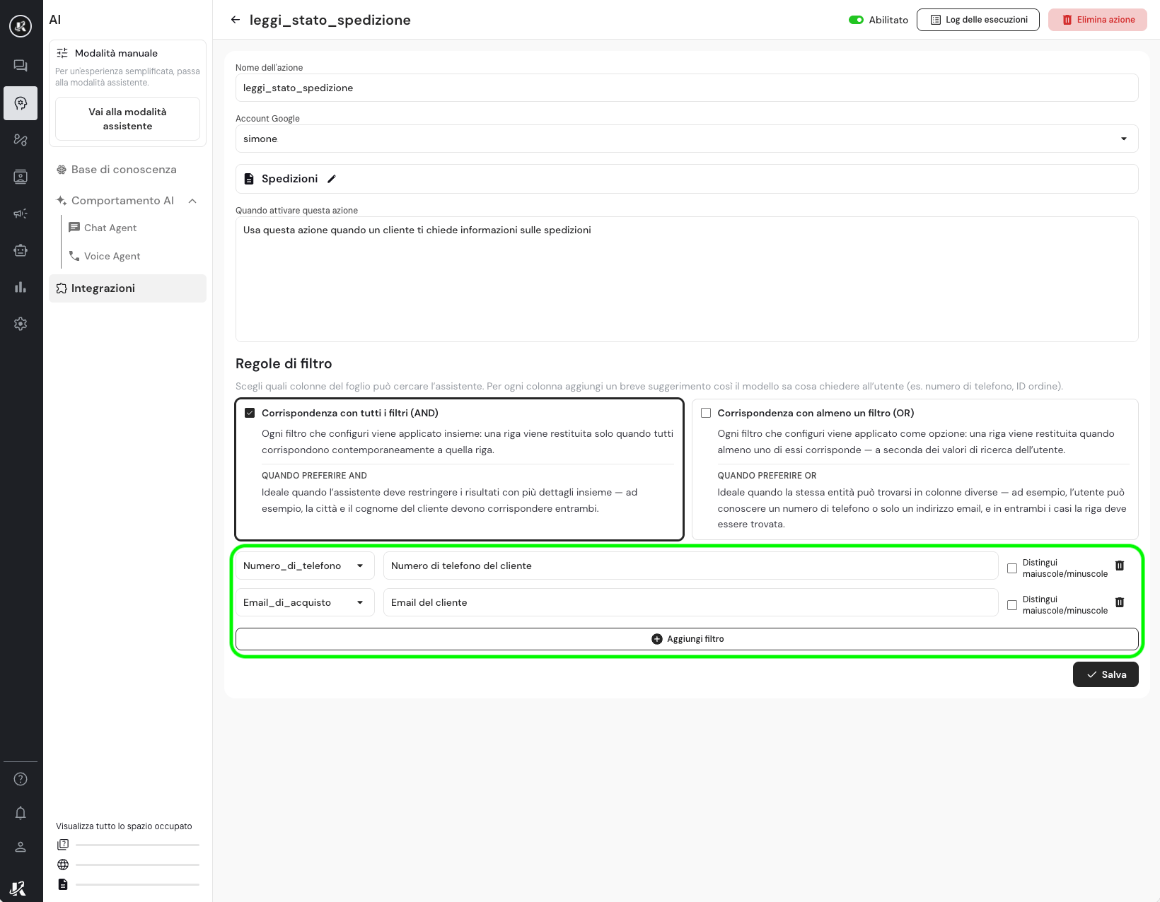Google Sheet: Colonne del Google Sheet